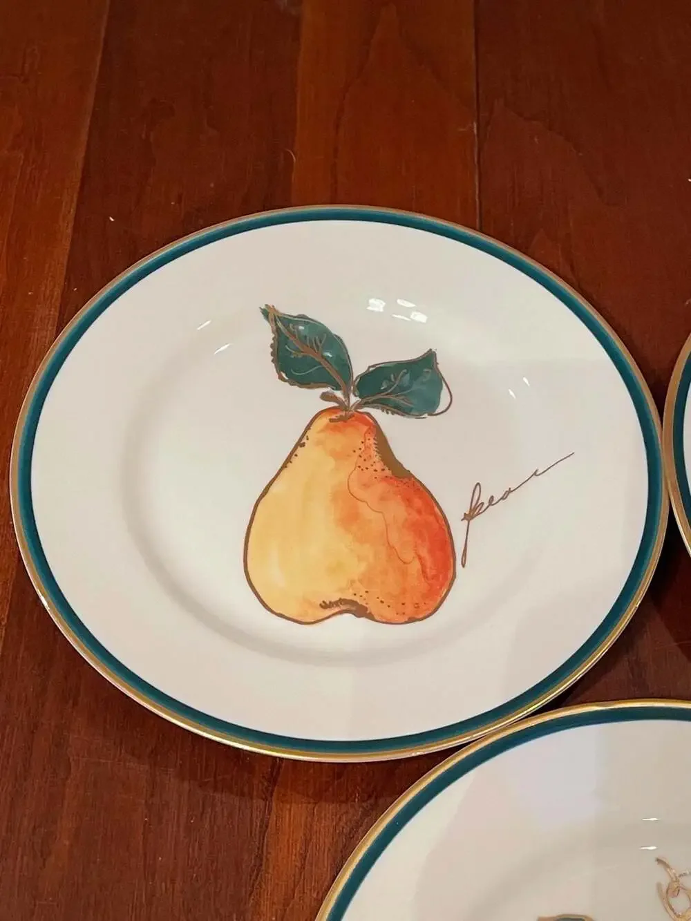 Crate & Barrel Monno Fruit Salad Plates Set of 3 (Pear, Apple, Grape)